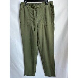 Chico's Military Green Pull On Tapered Pants Size 10T Casual Drawstring Relaxed